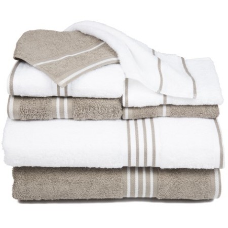 Hastings Home Hastings Home Rio 8 Piece 100 Percent Cotton Towel Set - White and Taupe 359761ZEY